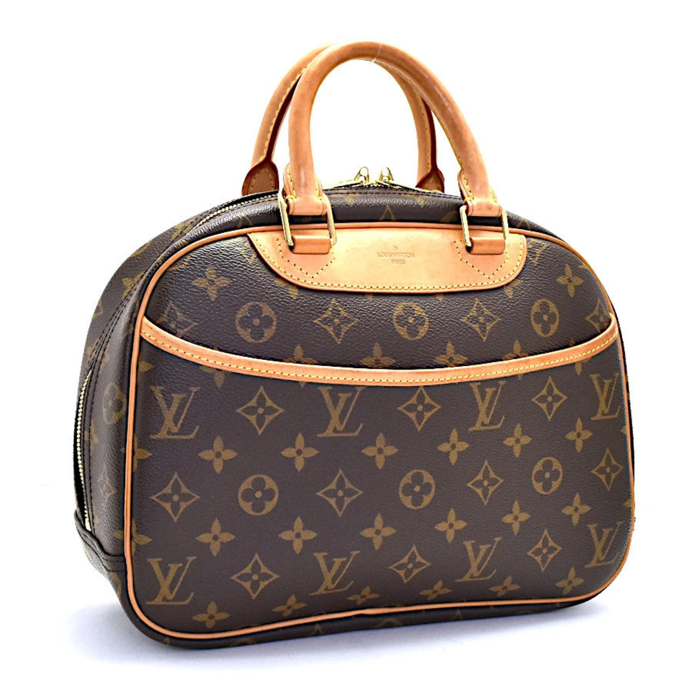 Louis Vuitton Trouville Monogram Handbag Canvas Leather Black